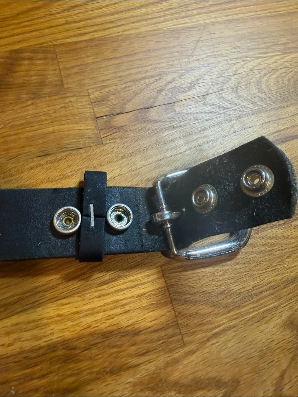 Men’s Black Leather Belt with Silver Buckle (022)